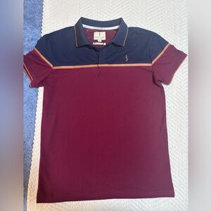 Slim Fit Burgundy & Navy Polo with Contrast Piping